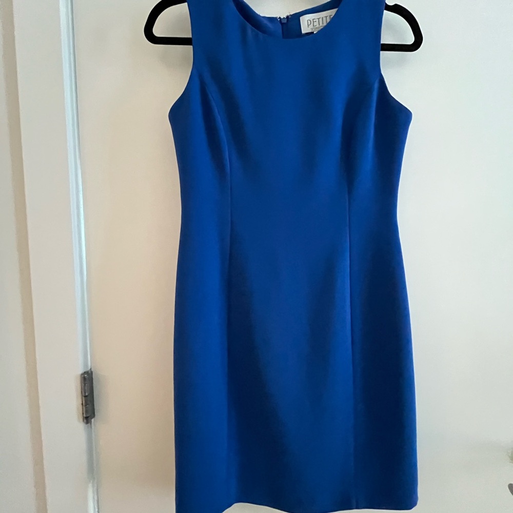 Petite Sophisticate Cobalt Blue Sheath Dress, Fully Lined